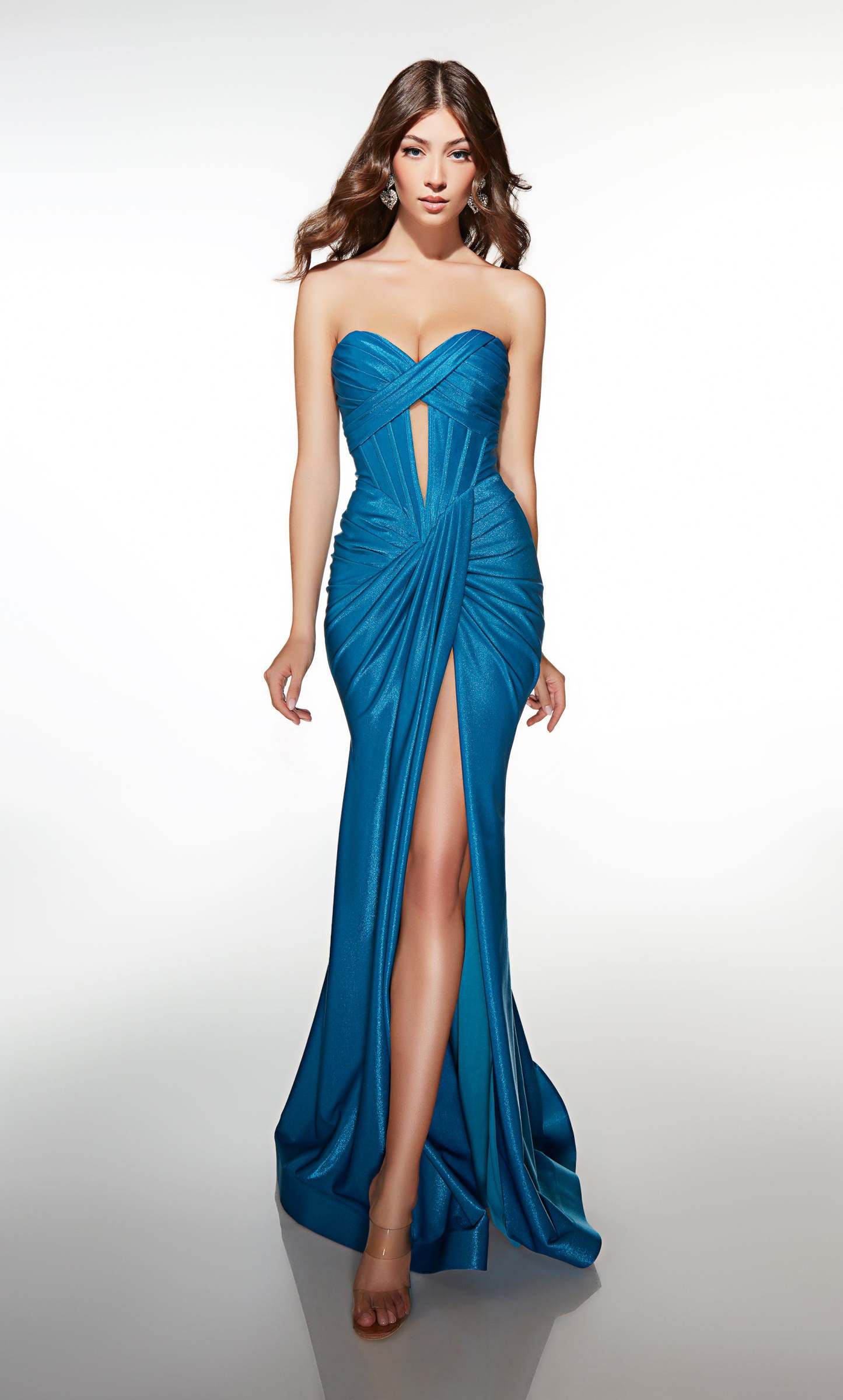 Mermaid Plunging V-neck Ruched Corset Lace-up Back Prom Dress #62128