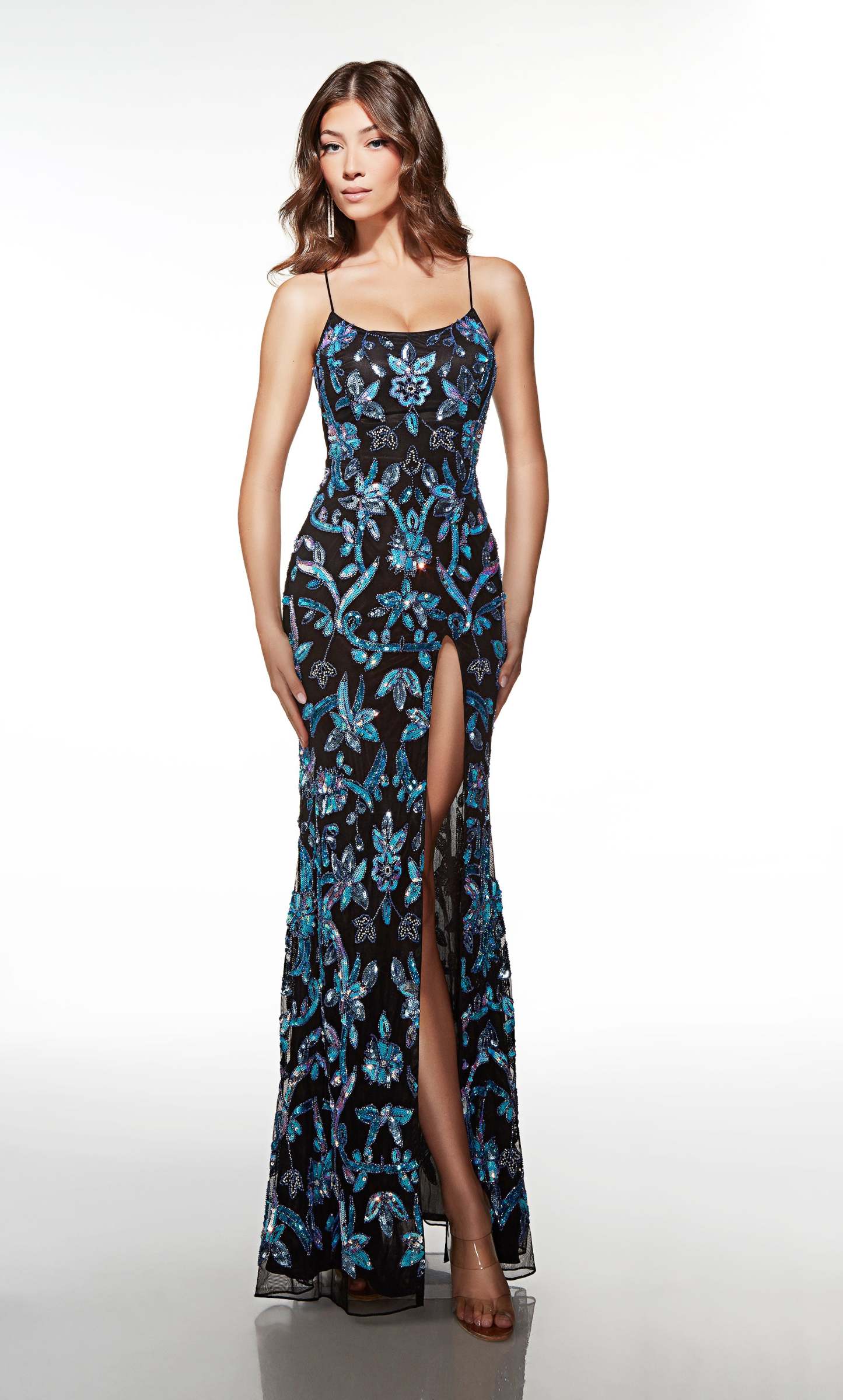 Straight Scoop Hand Beaded Lace-up Back Embellished Prom Dress #62131