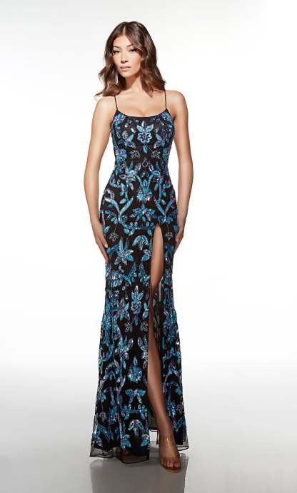 Straight Scoop Hand Beaded Lace-up Back Embellished Prom Dress #62131