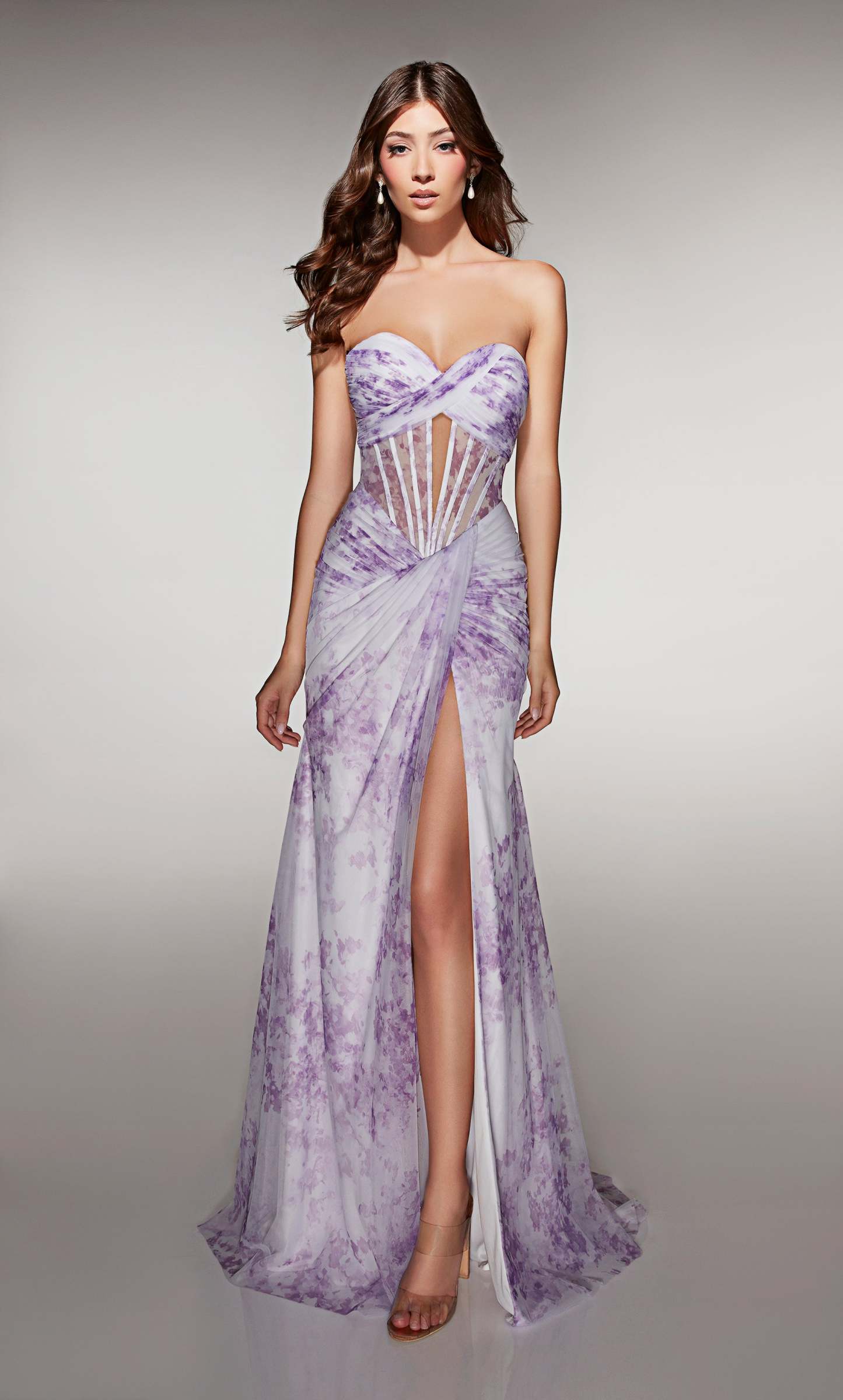 Fit Sweetheart Ruched Lace-up Back Slit Prom Dress #62176