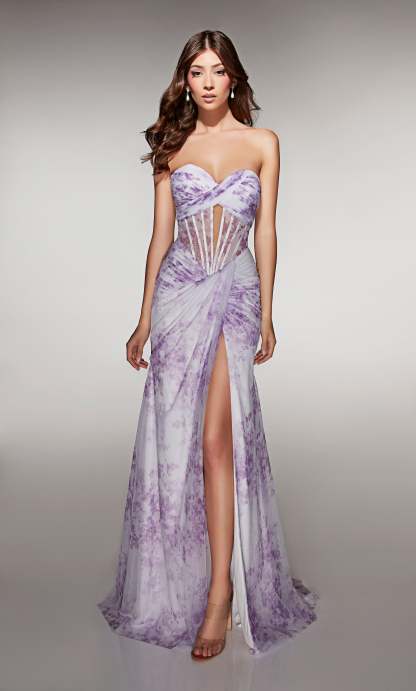 Fit Sweetheart Ruched Lace-up Back Slit Prom Dress #62176