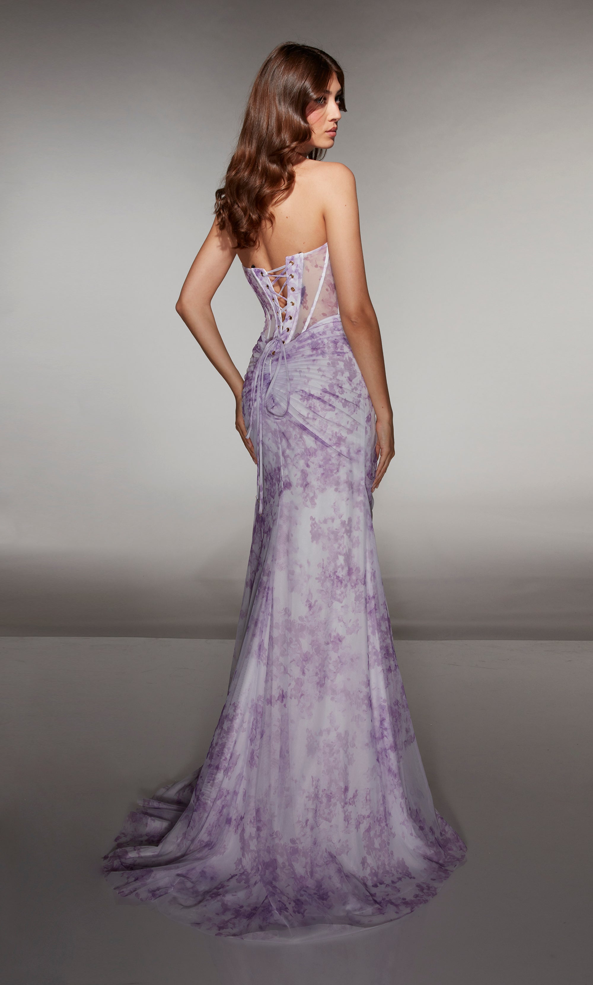 Fit Sweetheart Ruched Lace-up Back Slit Prom Dress #62176