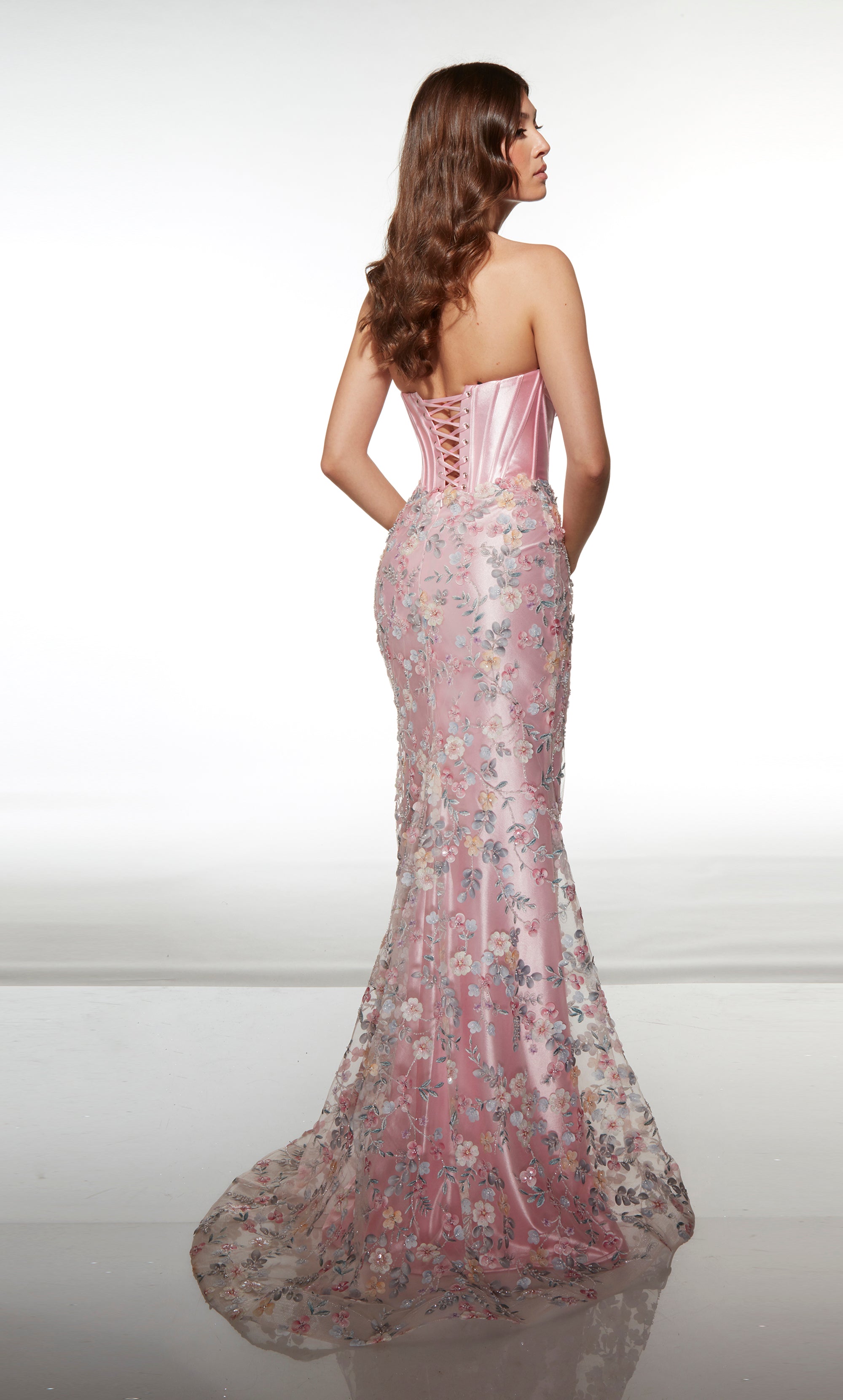 Elegant Mermaid Sweetheart 3D Flower Lace-up Back Prom Dress #62197