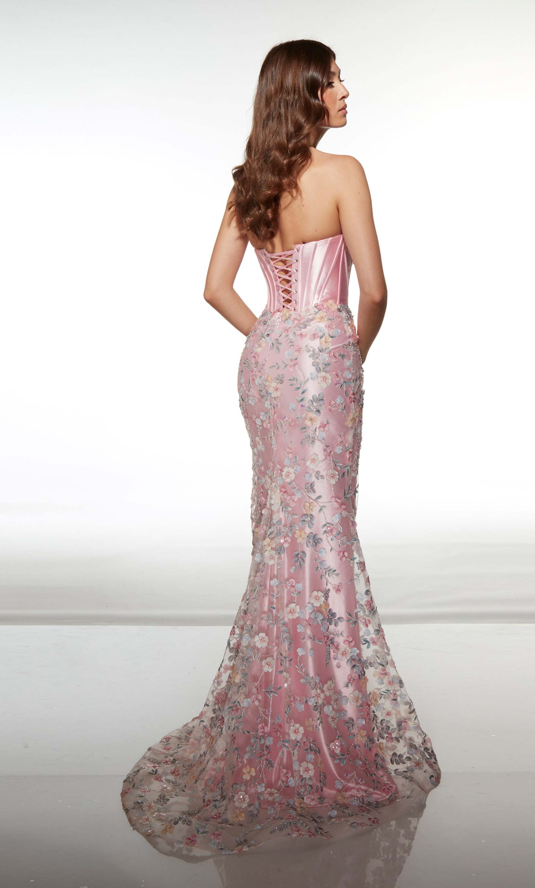Elegant Mermaid Sweetheart 3D Flower Lace-up Back Prom Dress #62197
