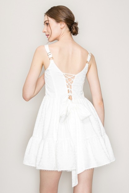 Square Neck Corset Detail Sleeveless Mini Dress #23534841