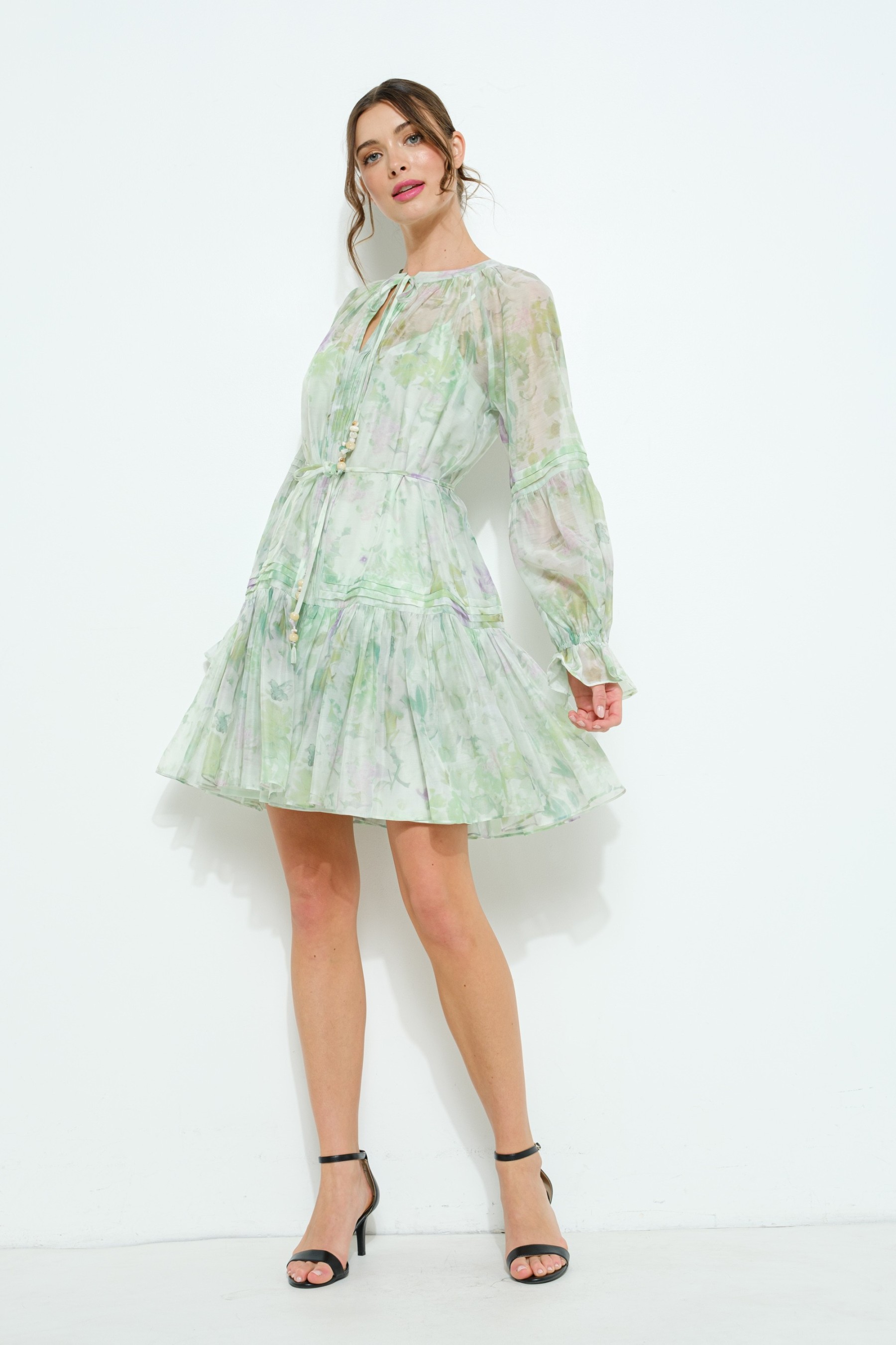 Long Sleeve Floral Boho Mini Dress #23674755