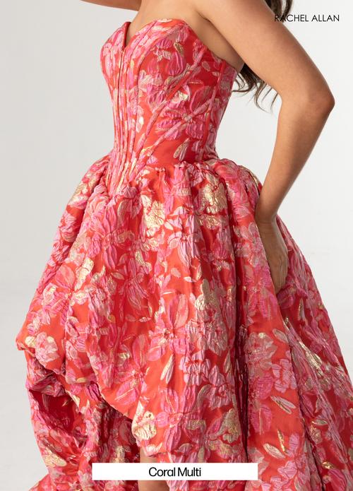 A-Line Strapless Floral Jacquard High-Low Skirt Prom Dress #70928