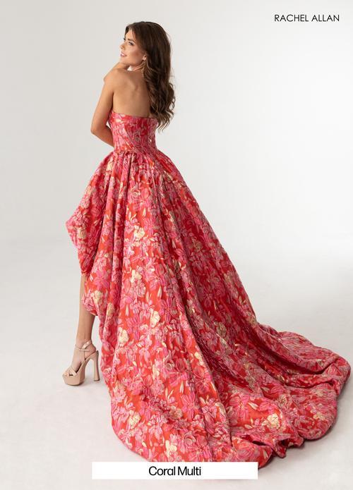 A-Line Strapless Floral Jacquard High-Low Skirt Prom Dress #70928