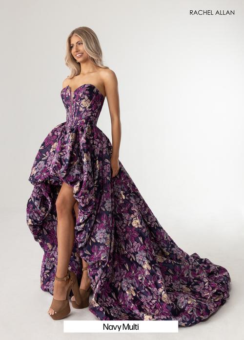 A-Line Strapless Floral Jacquard High-Low Skirt Prom Dress #70928