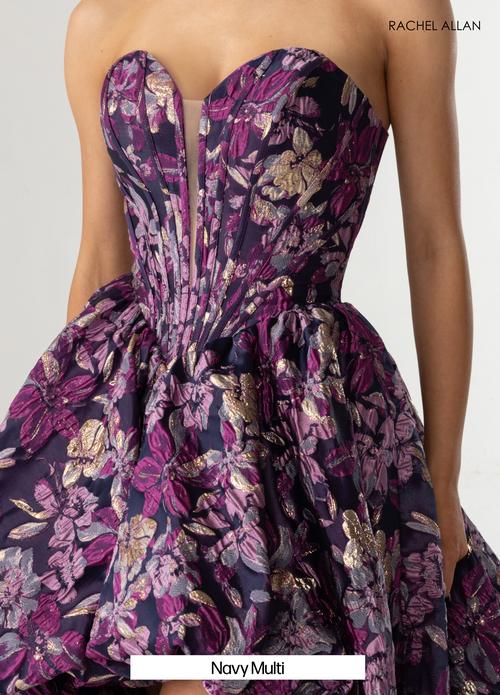 A-Line Strapless Floral Jacquard High-Low Skirt Prom Dress #70928