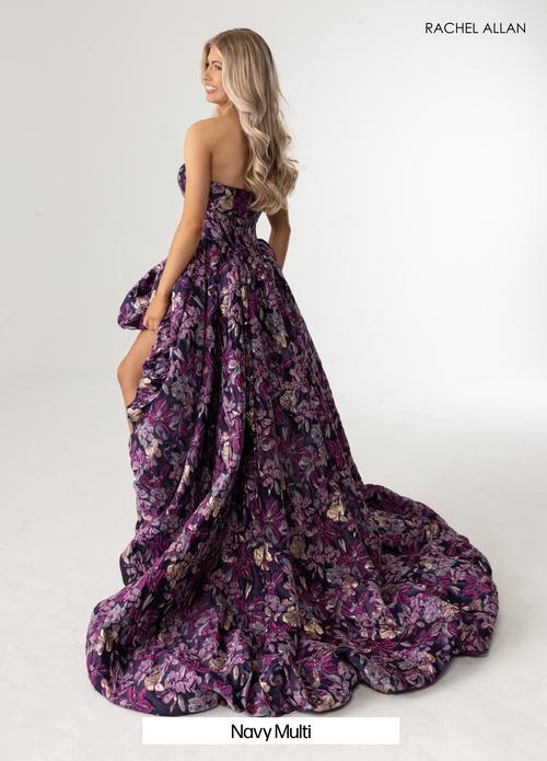 A-Line Strapless Floral Jacquard High-Low Skirt Prom Dress #70928