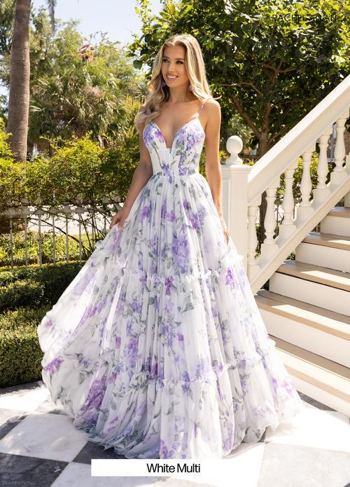 Dreamy A-Line  Spaghetti Straps Floral Print Chiffon Prom Dress #70935