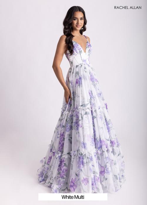 Dreamy A-Line  Spaghetti Straps Floral Print Chiffon Prom Dress #70935