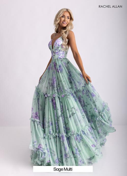 Dreamy A-Line  Spaghetti Straps Floral Print Chiffon Prom Dress #70935