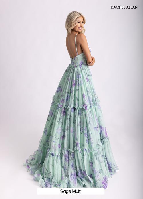 Dreamy A-Line  Spaghetti Straps Floral Print Chiffon Prom Dress #70935