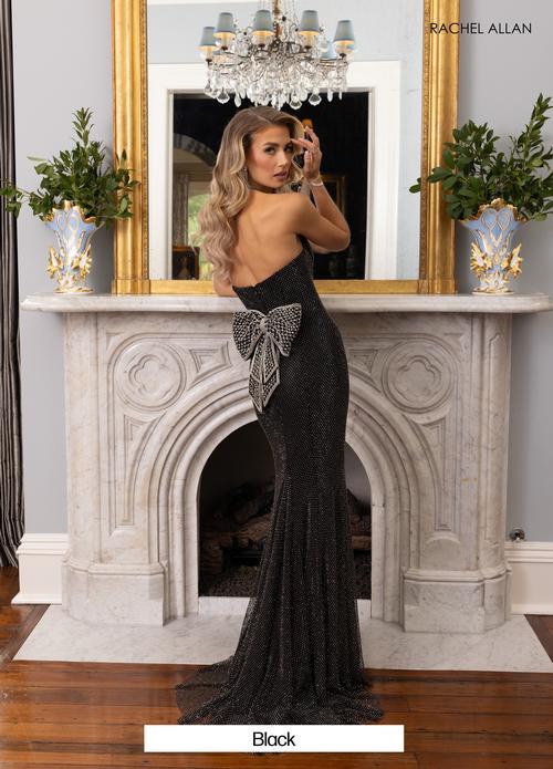 Strapless Curve-Skimming Crystal Mesh Oversized Bow Prom Dress #70936