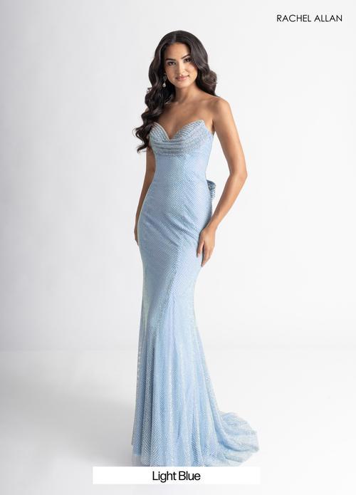 Strapless Curve-Skimming Crystal Mesh Oversized Bow Prom Dress #70936