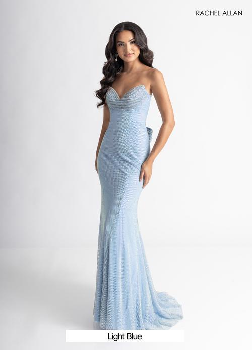 Strapless Curve-Skimming Crystal Mesh Oversized Bow Prom Dress #70936