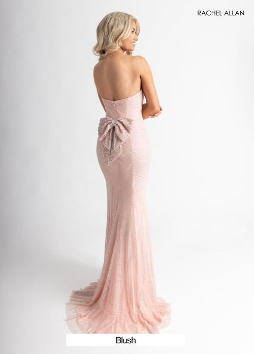 Strapless Curve-Skimming Crystal Mesh Oversized Bow Prom Dress #70936