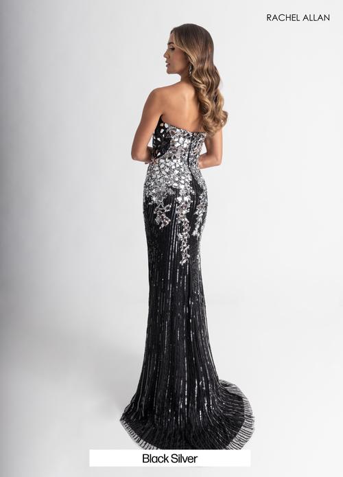 Plunging V-Neck Stretch Tulle Beading Thigh-High Slit Prom Dress #70937