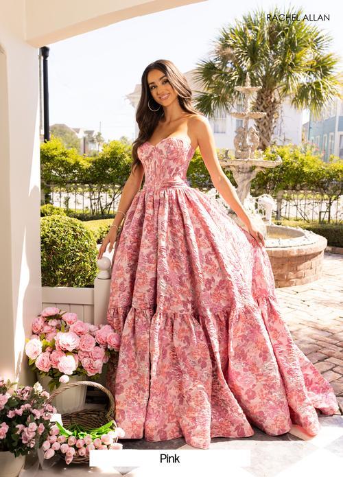 Elegance A-Line Sweetheart Strapless Jacquard Prom Dress #70939