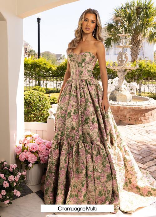 Elegance A-Line Sweetheart Strapless Jacquard Prom Dress #70939