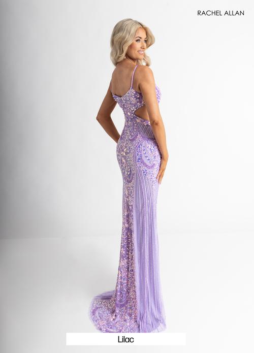 Curve-Loving Silhouette Beaded Stretch Tulle Thigh-High Slit Prom Dress #70942