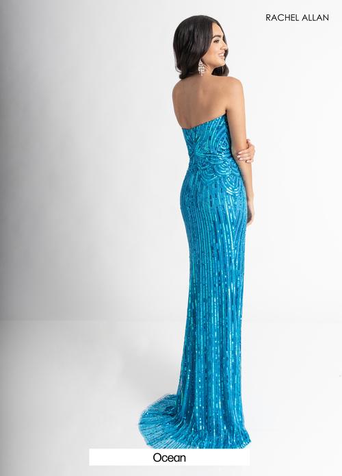 Plunging V-Neck Stretch Tulle Beading High Slit Prom Dress #70948