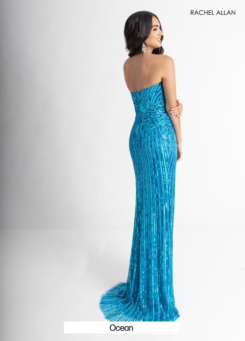 Plunging V-Neck Stretch Tulle Beading High Slit Prom Dress #70948