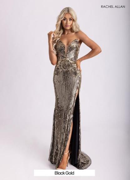 Plunging V-Neck Stretch Tulle Beading High Slit Prom Dress #70948