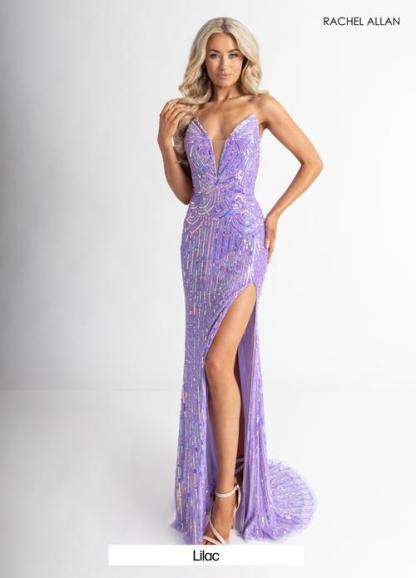 Plunging V-Neck Stretch Tulle Beading High Slit Prom Dress #70948