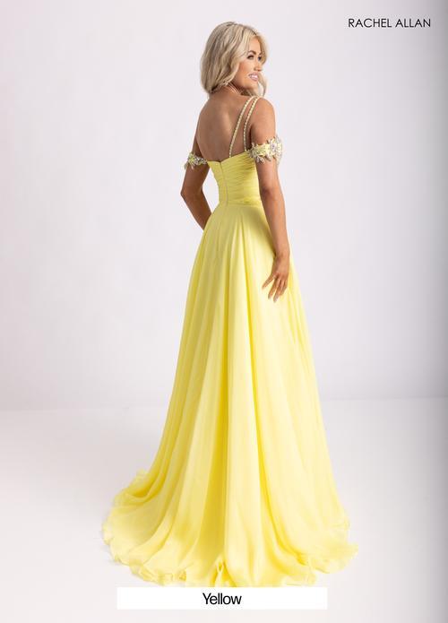 Delicate Off-The-Shoulder Straps Floral Appliques Chiffon Prom Dress #70951