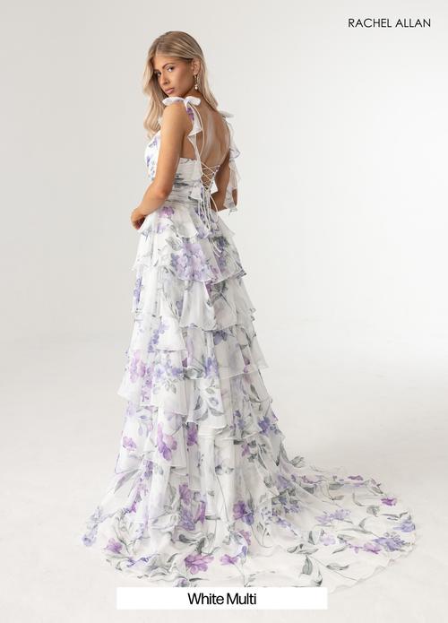 Delicate Plunging V-Neck Floral Prints Layered Chiffon Prom Dress #70953