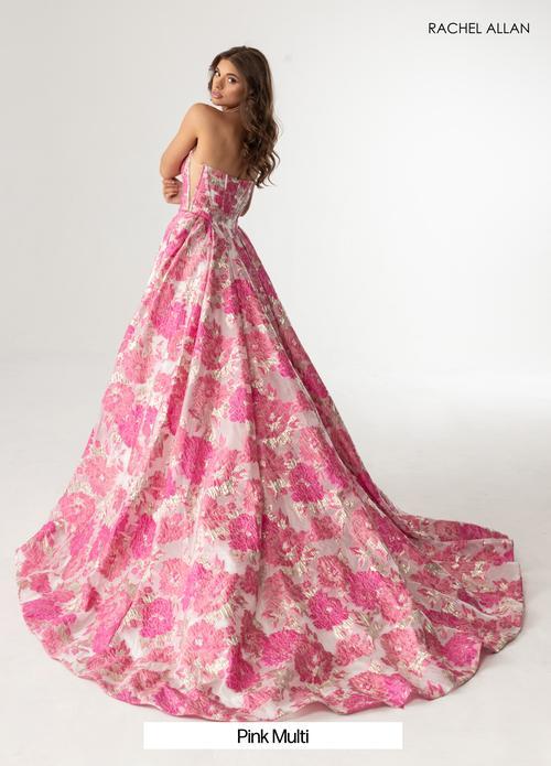 A-Line Strapless Jacquard High Slit Prom Dress #70975