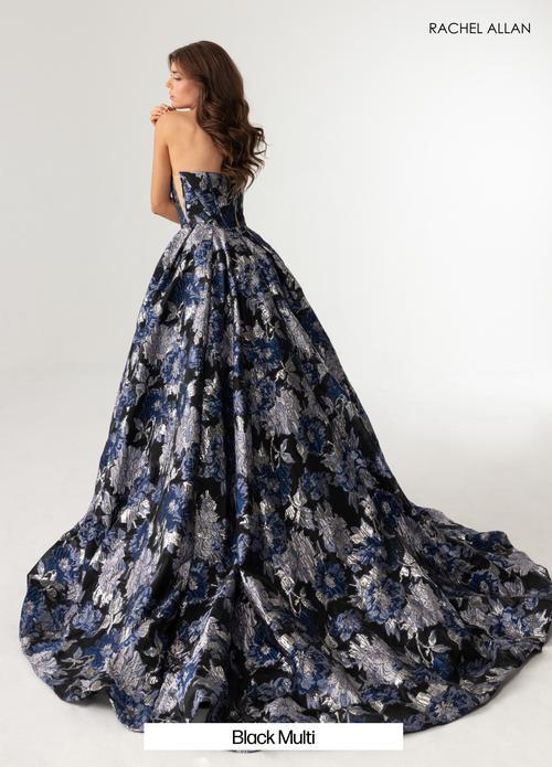 A-Line Strapless Jacquard High Slit Prom Dress #70975