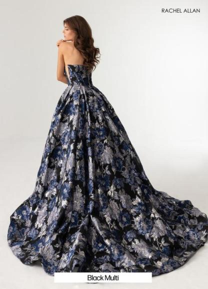 A-Line Strapless Jacquard High Slit Prom Dress #70975