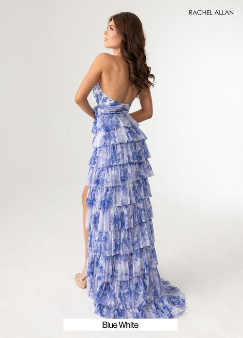 A-Line Plunging V-Neck Halter Stretch Print Tulle Prom Dress #70985