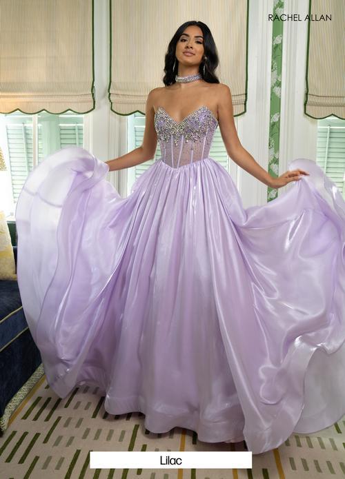 A-Line Sweetheart Shimmering Crystal Organza Prom Dress #70998