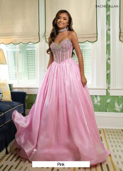 A-Line Sweetheart Shimmering Crystal Organza Prom Dress #70998