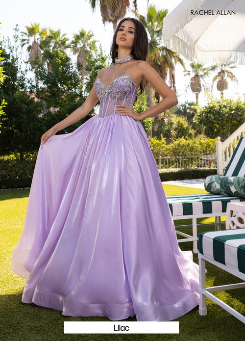 A-Line Sweetheart Shimmering Crystal Organza Prom Dress #70998