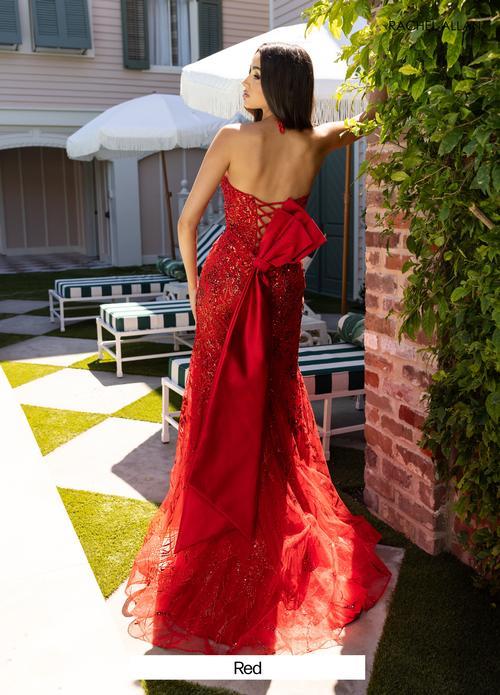 Curve-Loving Satin Jersey Crystal Beading Thigh-High Slit Prom Dress #71008