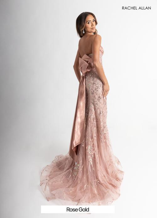 Curve-Loving Satin Jersey Crystal Beading Thigh-High Slit Prom Dress #71008