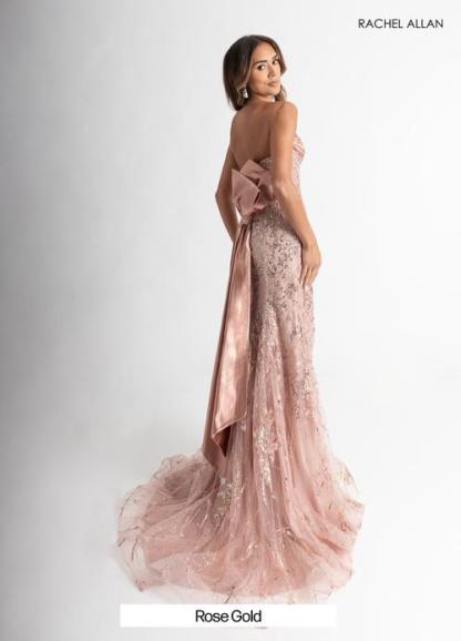 Curve-Loving Satin Jersey Crystal Beading Thigh-High Slit Prom Dress #71008