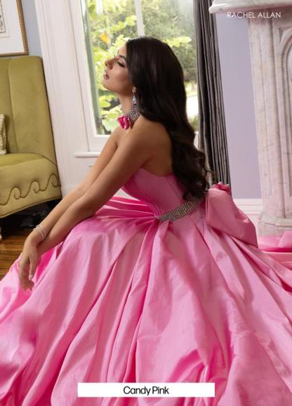 A-Line Strapless Taffeta Crystal-Beaded Belt Prom Dress #71024