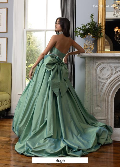 A-Line Strapless Taffeta Crystal-Beaded Belt Prom Dress #71024