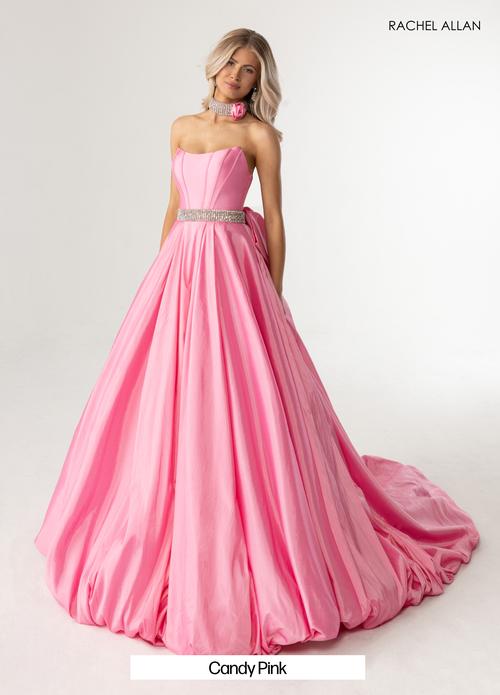 A-Line Strapless Taffeta Crystal-Beaded Belt Prom Dress #71024