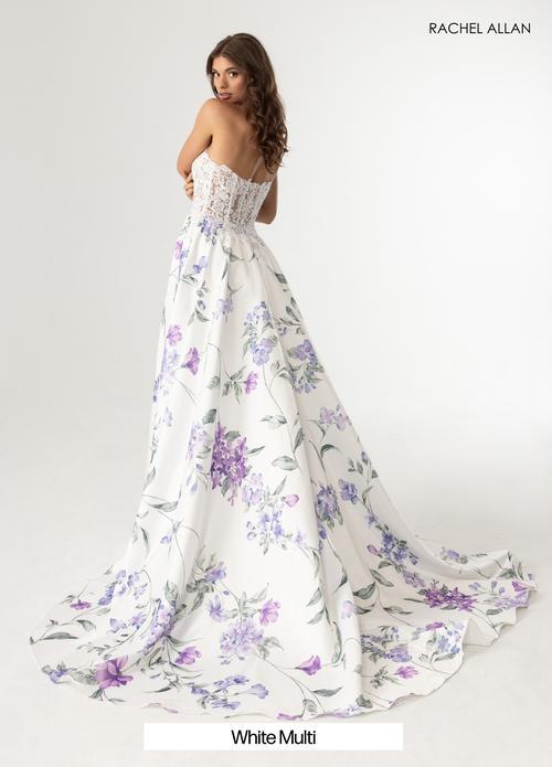 A-Line Sweetheart Floral Print Satin Prom Dress #71031