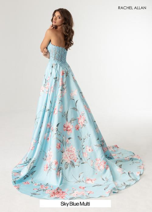 A-Line Sweetheart Floral Print Satin Prom Dress #71031