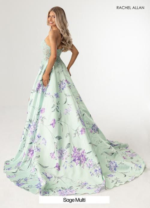 A-Line Sweetheart Floral Print Satin Prom Dress #71031