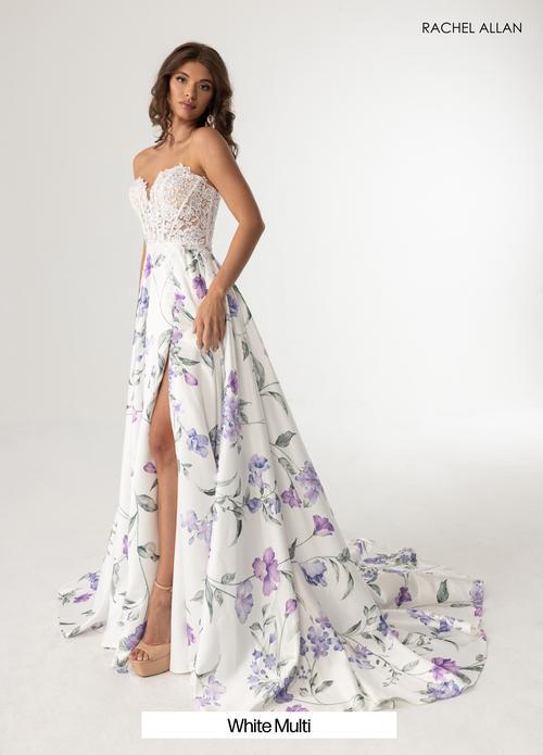 A-Line Sweetheart Floral Print Satin Prom Dress #71031